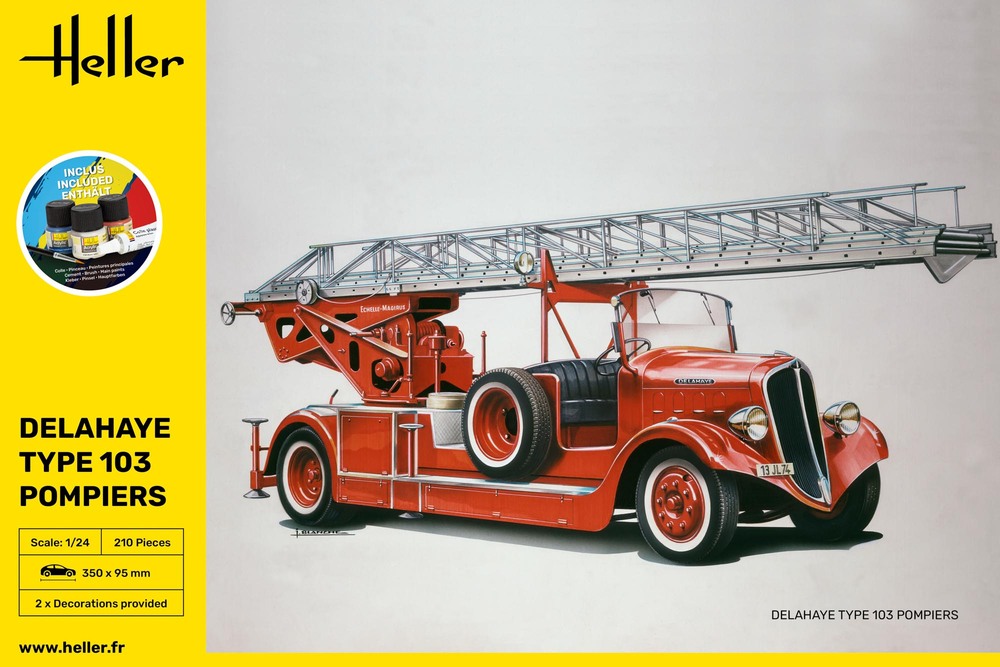 1:24 Heller 56780 Fire Truck Delahaye Type 103 - Pompiers - Starter Kit