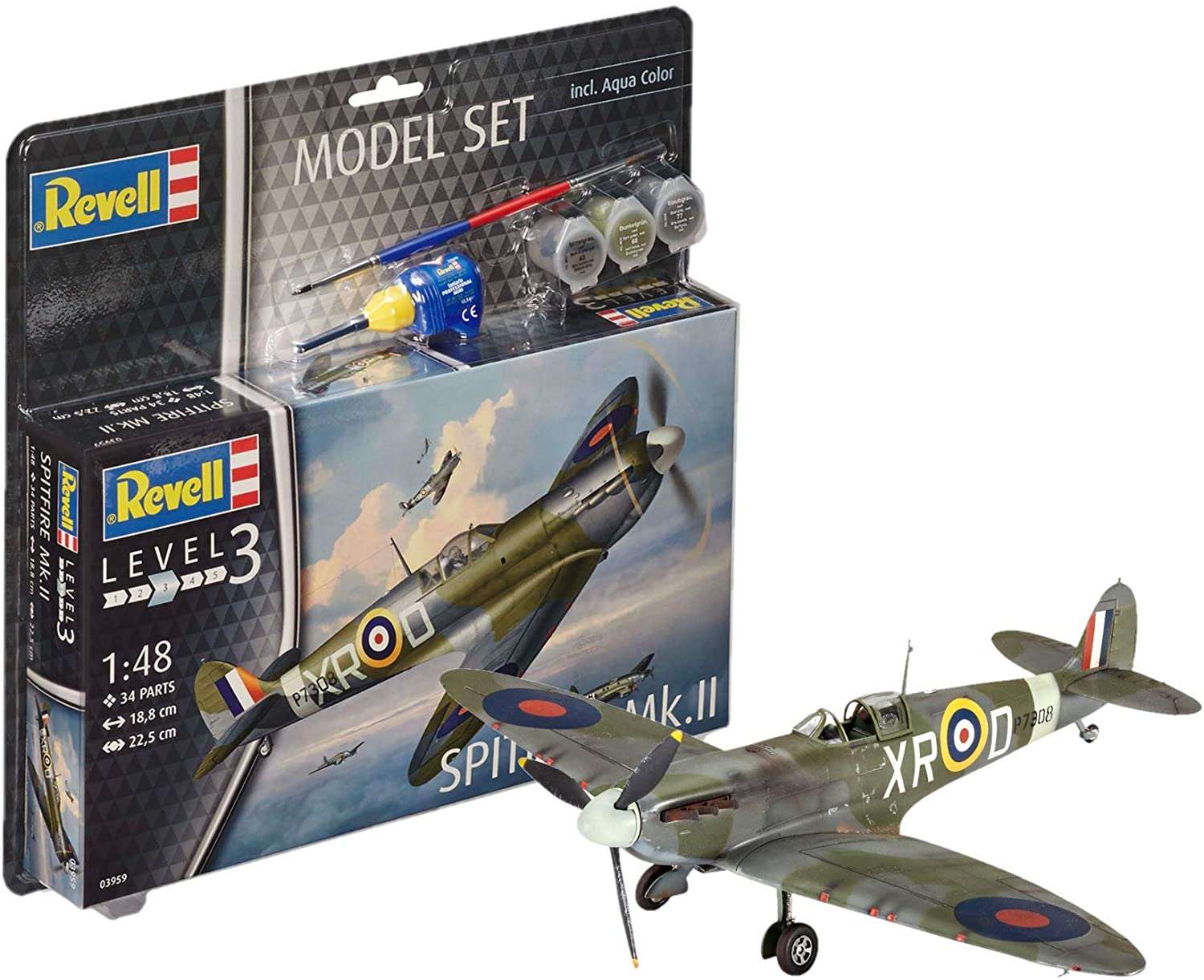 Aan boord wenkbrauw bidden 1:48 Revell 63959 Spitfire Mk.II Plane - Model Set
