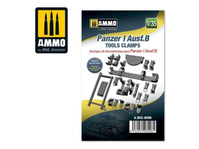 1:35 AMMO MIG 8096 Panzer I Ausf.B Tools Clamps - 135 panzer i ausfb tools clamps - MIG8096