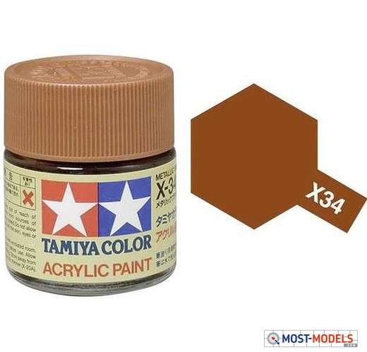 Tamiya X-34 Brown - Metallic - Gloss - Acryl - 23ml - 81034 1 - TAM81034