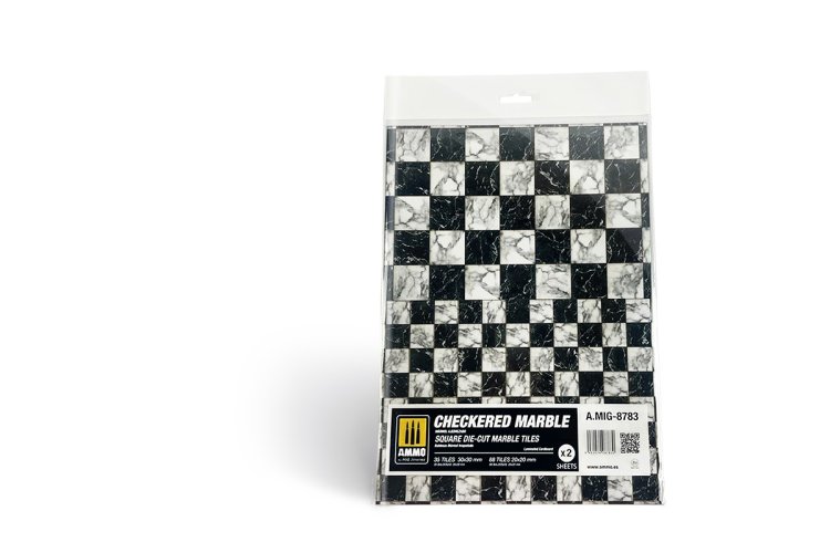 AMMO MIG 8783 Marble Checkered - Square Die-cut Tiles - 2pcs - A mig 10 20 30 - MIG8783-XS