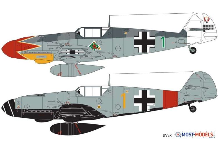 1:72 Airfix 02029B Messerschmitt Bf109G-6 Plane - Af02029b 2 me109g liveries - AF02029B