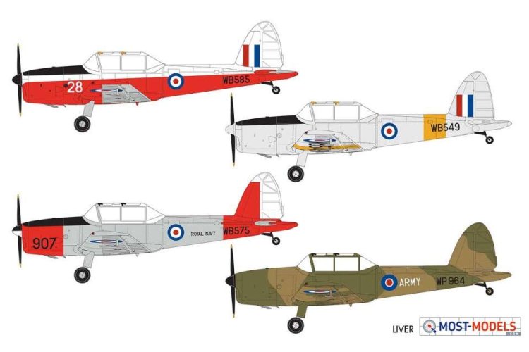 1:48 Airfix 04105 de Havilland Chipmunk T.10 Plane - Af04105 2 dehavilland chipmunk liveries - AF04105