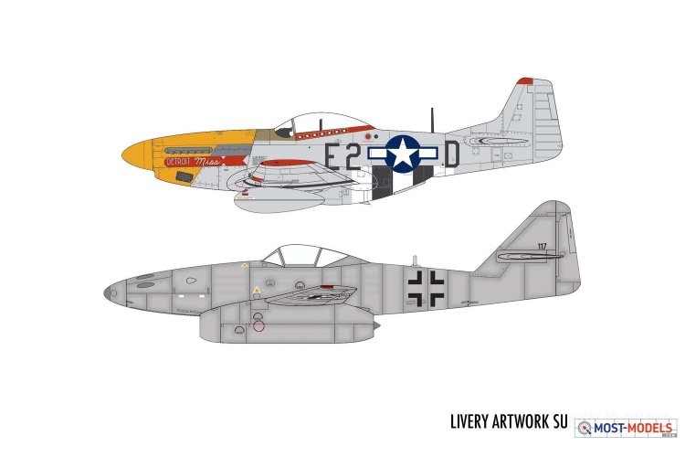 1:72 Airfix 50183 Messerschmitt Me262 & P-51D Mustang Dogfight Double - Gift Set - Af50183 dogfight doubles messerschmitt me262 p51d mustang schemes - AF50183