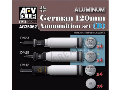 1:35 AFV Club AG35062 German 120mm Ammunition set (B) - Aluminium - Afvag35062 - AFVAG35062