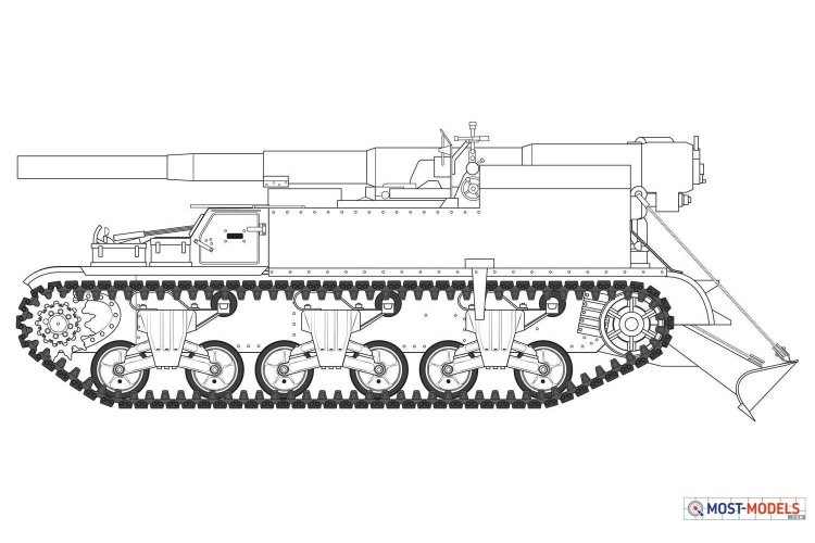 1:35 Airfix 1372 M12 GMC Tank - Airifx a1372 gmc m12 line artwork - AF1372