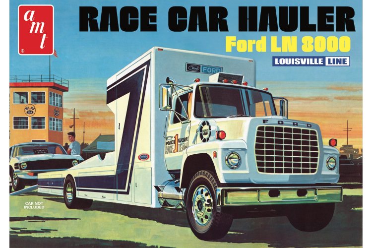 1:25 AMT 1316 Race Car Hauler - Ford LN 8000 Louisville Line - Amt1316 1 - AMT1316