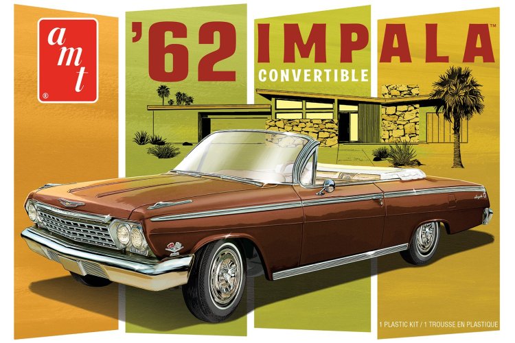 1:25 AMT1355  1962 Chevy Impala Convertible Car - Amt1355m 12 1962 chevy impala convertible packaging lid 1 - AMT1355