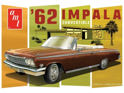 1:25 AMT1355  1962 Chevy Impala Convertible Car - Amt1355m 12 1962 chevy impala convertible packaging lid - AMT1355