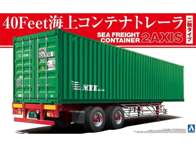 1:32 Aoshima 05290 40 Feet Sea Freight Container 2 Axis Trailer - Ao05290 - AO05290