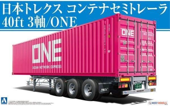 1:32 Aoshima 05584 Nippon Trex Trailer w Container Ocean Network Express (ONE) - Ao05584 1 - AO05584