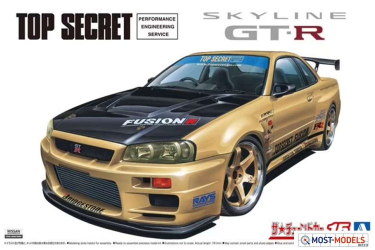 1:24 Aoshima 05984 Top Secret BNR34 Skyline GT-R '02 - Nissan - Ao05984 top secret skyline gt r 1 - AO05984