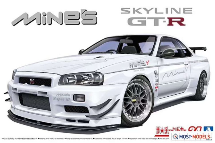 1:24 Aoshima 05986 Nissan Mine's BNR34 Skyline GT-R 02 - Ao05986 nissan aoshima 1 - AO05986