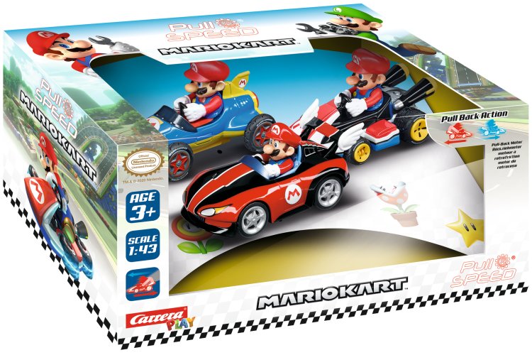 1:43 Carrera P&S Mario Kart - Mario 3Pack - Pull-Back - Car15813016 - CAR15813016