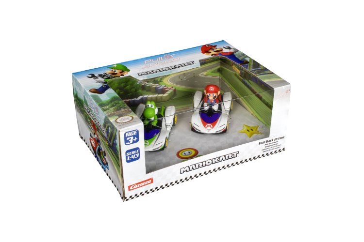 1:43 Carrera P&S Mario Kart - P-Wing Twinpack - Mario & Yoshi - Pull-Back - Car15813022 5 - CAR15813022