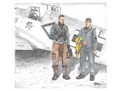 1:72 CMK F72369 Bf 109E ace A. Galland and mechanic - Resin Figures - Cmkf72369 - CMKF72369