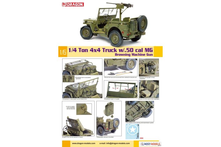 1:6 Dragon 75052 1/4-Ton 4x4 Truck w/M2 .50-cal Machine Gun - Dragon75052 - DRG75052