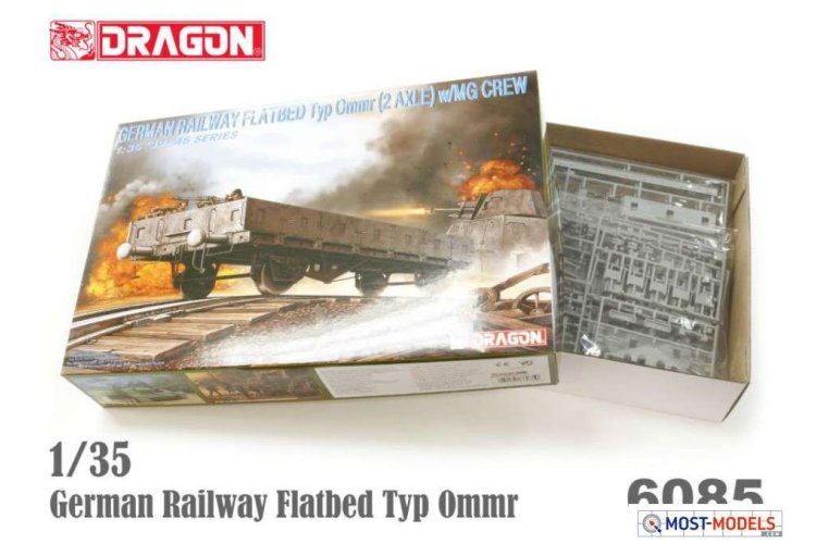 1:35 Dragon 6085 German Railway Flatbed Typ Ommr (2 Axle) w/MG Crew - Drg6085 - DRG6085