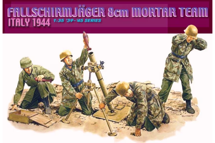 1:35 Dragon 6215 Fallschirmjaeger 8cm Mortar Team - Italy 1944 - Drg6215 - DRG6215