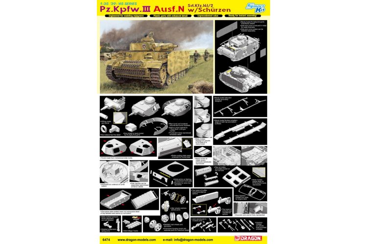 1:35 Dragon 6474 Pz.Kpfw.III Ausf.N - Sd.Kfz.141/2 w/Schurzen - Drg6474 1 - DRG6474