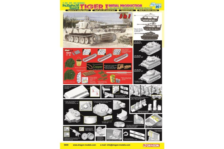 1:35 Dragon 6600 Tiger I Initial Production - s.Pz.Abt.502 Leningrad Region 1942/43 - Drg6600 3 - DRG6600