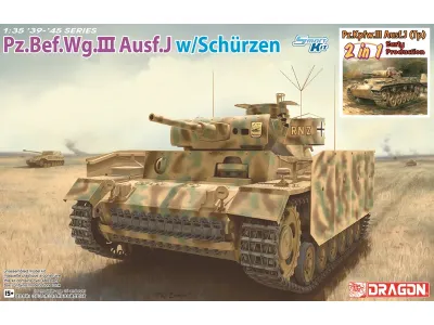 1:35 Dragon 6628 Pz.Bef.Wg.III Ausf.J / Pz.III Ausf.J (Tp)  - Vroege Productie - 2 Bouwopties - Drg6628 1 - DRG6628