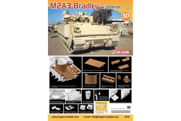 1:72 Dragon 7610 M2A3 Bradley w/Interior and 3D Printed Parts - Drg7610 2 - DRG7610