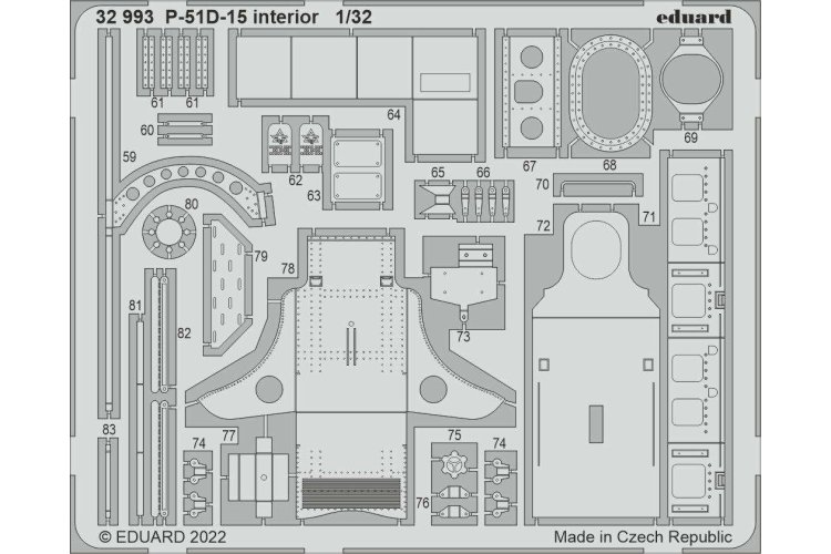 1:32 Eduard 32993 Interior for P-51D-15 - Revell - Edu32993 lept z2 - EDU32993-XS