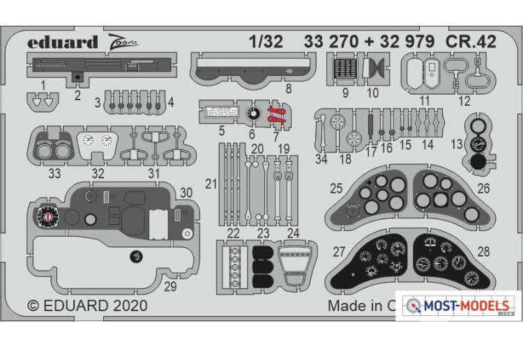 1:32 Eduard 33270 Accessoires for CR.42 - ICM - Edu33270 1 - EDU33270-XS