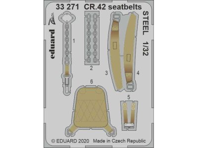 1:32 Eduard 33271 Seatbelts Steel for CR.42 - ICM - Edu33271 - EDU33271-XS