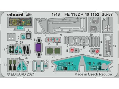 1:48 Eduard FE1152 SU-57 Accessoires for Zvezda - Eduardfe1152 1 z1 - EDUFE1152-XS