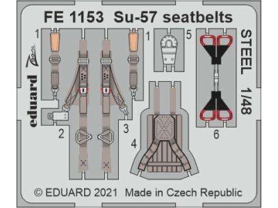 1:48 Eduard FE1153 SU-57 Seatbelts Steel for Zvezda - Eduardfe1153 z1 - EDUFE1153-XS