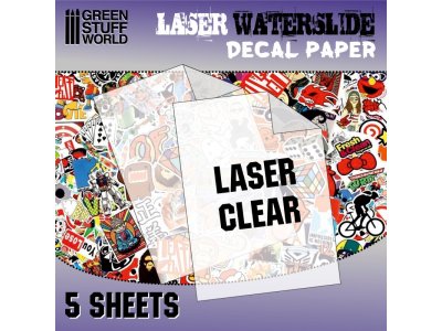 Green Stuff World 10068 Decal Paper - Clear - Laser - 5xA4 - Gsw10068 waterslide decals laser transparent - GSW10068-XS