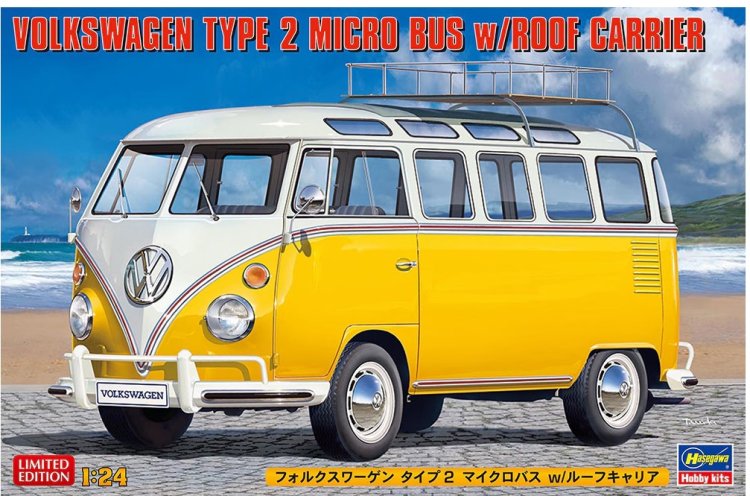 1:24 Hasegawa 20689 Volkswagen Type 2 Micro Bus met Dakrek - Has20689 1 - HAS20689