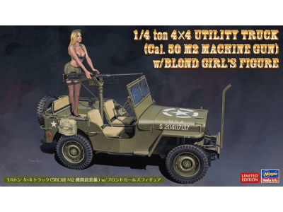 1:24 Hasegawa 52283 4X4 Truck with M2 Machinegun and Lady Figure - Has52283 - HAS52283