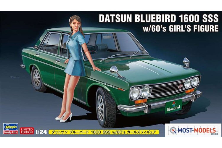 1:24 Hasegawa 52277 Datsun Bluebird 1600 with Lady Figure - Has652277 1 - HAS52277