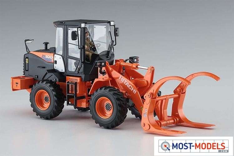 1:35 Hasegawa 66105 Hitachi Wheel Loader ZW100-6 with Log Grapple Working Machine - Has666105 1 - HAS66105