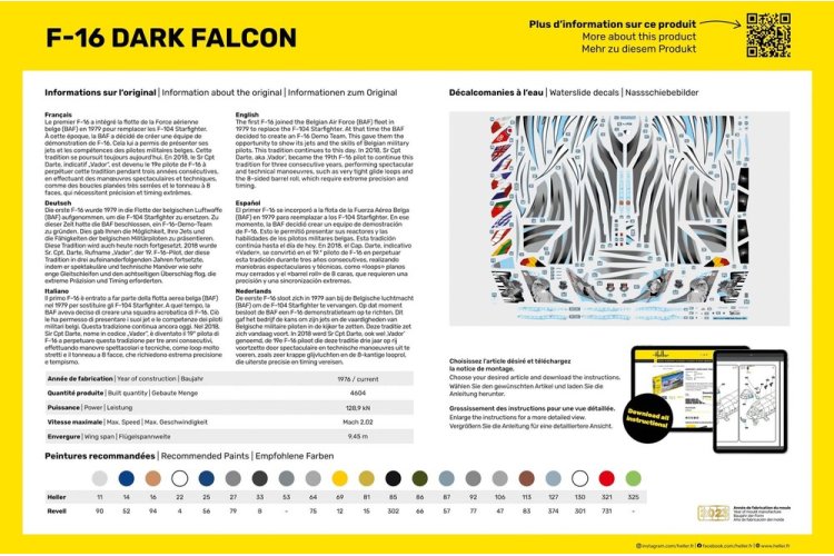 1:48 Heller 30411 General Dynamics F-16 Fighting Falcon - Dark Falcon - Hel30411 4 - HEL30411