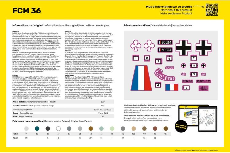 1:35 Heller 35322 FCM36 Tank - Starter Kit - Hel353223 - HEL35322
