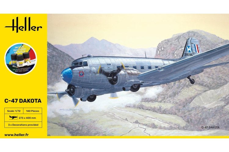 1:72 Heller 35372 C-47 Dakota Plane - Starter Kit - Hel353722 - HEL35372