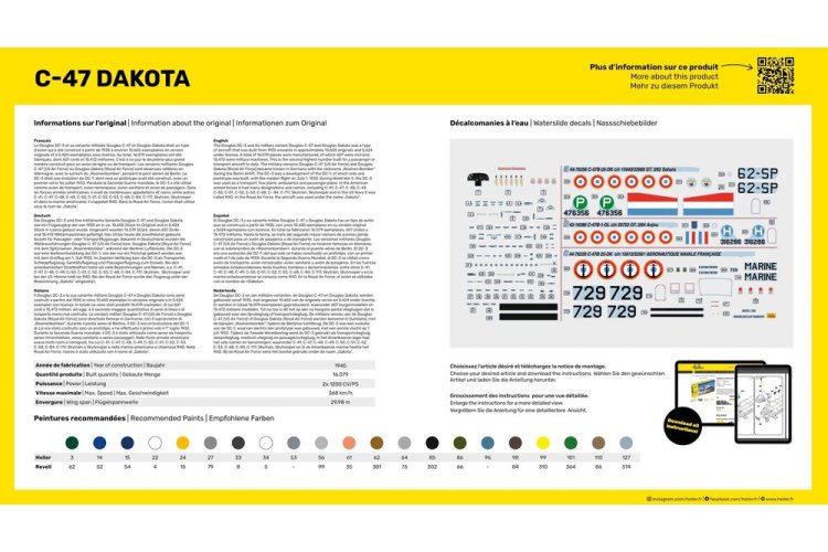 1:72 Heller 35372 C-47 Dakota Plane - Starter Kit - Hel353723 - HEL35372