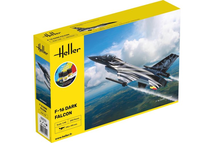 1:48 Heller 35411 General Dynamics F-16 Fighting Falcon - Dark Falcon - Starter Kit - Hel35411 1 - HEL35411