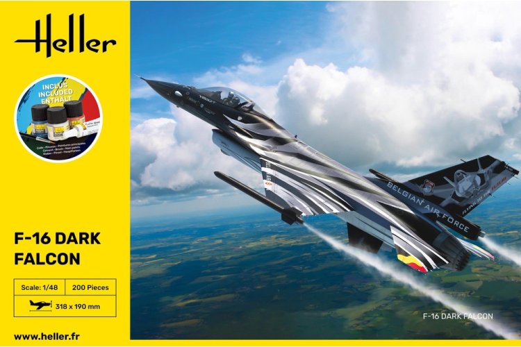 1:48 Heller 35411 General Dynamics F-16 Fighting Falcon - Dark Falcon - Starter Kit - Hel35411 3 - HEL35411