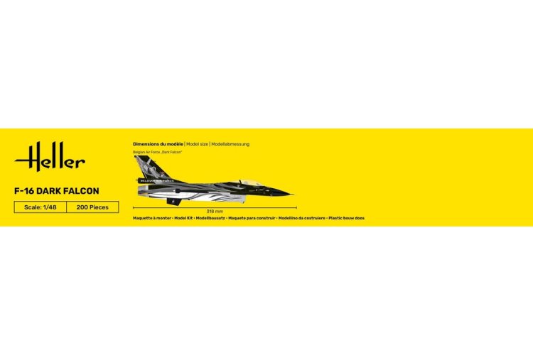 1:48 Heller 35411 General Dynamics F-16 Fighting Falcon - Dark Falcon - Starter Kit - Hel35411 5 - HEL35411