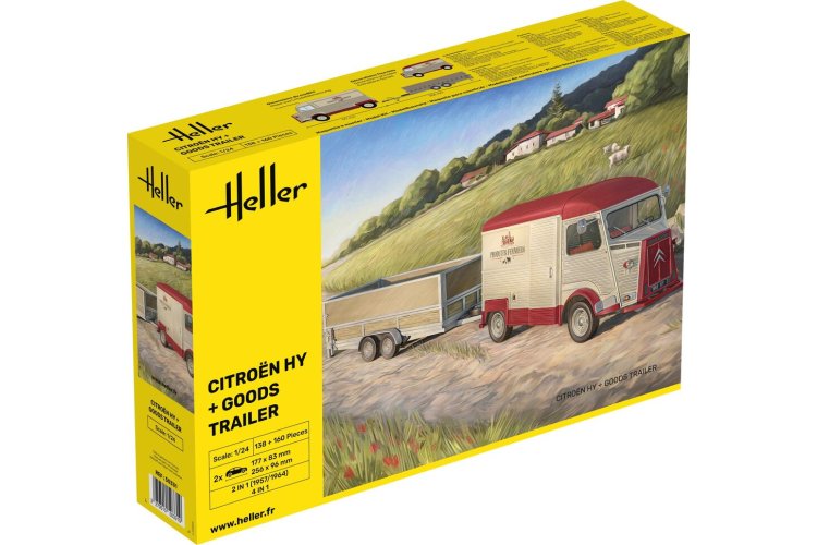 1:24 Heller 50331 Citroën HY Busje met Goederen Aanhanger - Hel50331 1 - HEL50331