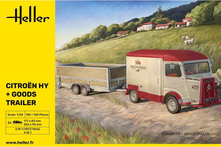 1:24 Heller 50331 Citroën HY Busje met Goederen Aanhanger - Hel50331 3 - HEL50331