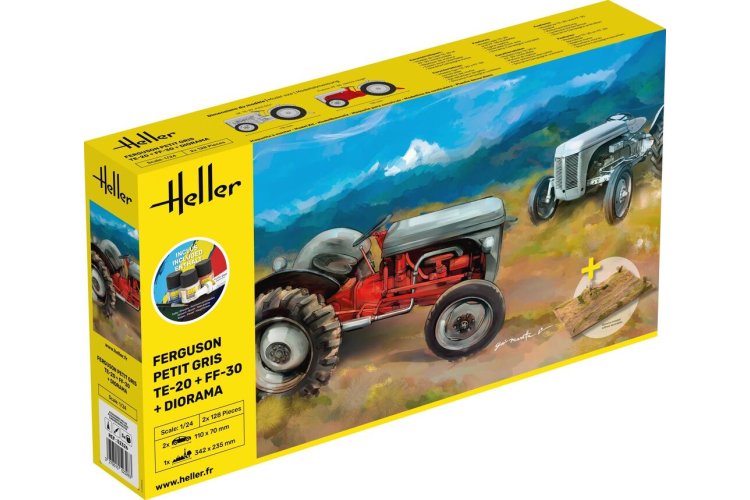 1:24 Heller 52326 Ferguson Petit Gris Tractor 2x incl. Diorama - Starter Kit - Hel52326 1 - HEL52326