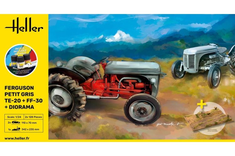 1:24 Heller 52326 Ferguson Petit Gris Tractor 2x incl. Diorama - Starter Kit - Hel52326 2 - HEL52326