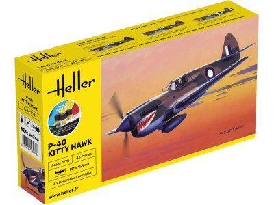 1:72 Heller 56266 P-40 Kitty Hawk Plane - Starter Kit - Hel56266 - HEL56266