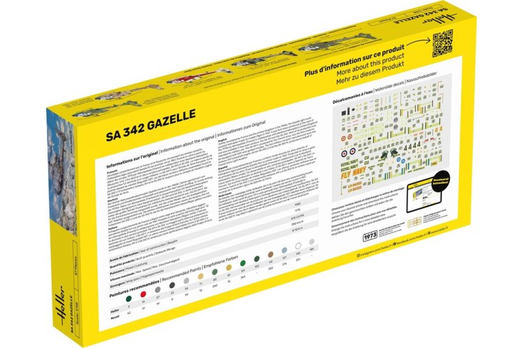 1:48 Heller 56486 SA 342 Gazelle Heli - Starter Kit - Hel564861 - HEL56486